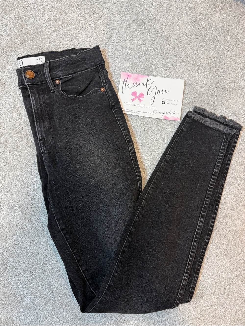 AYR The Riser Black Jeans with Frayed Hem